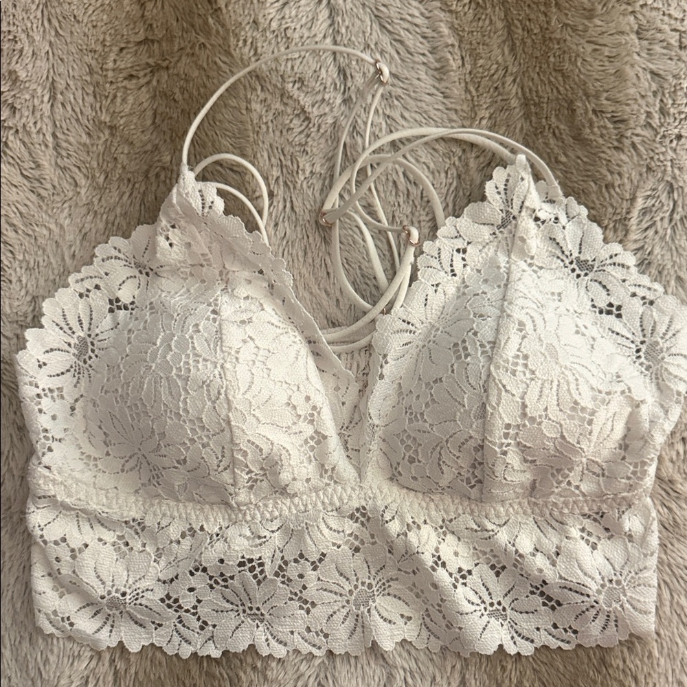 Pink Lace Bralette in Soft Ivory
